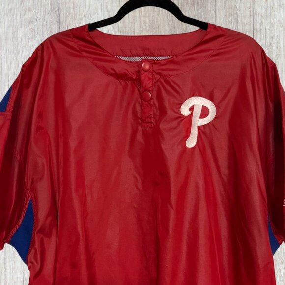 Starter Phillies Vintage Diamond Collection Pullover Jacket Red Mens XL - Picture 2 of 7